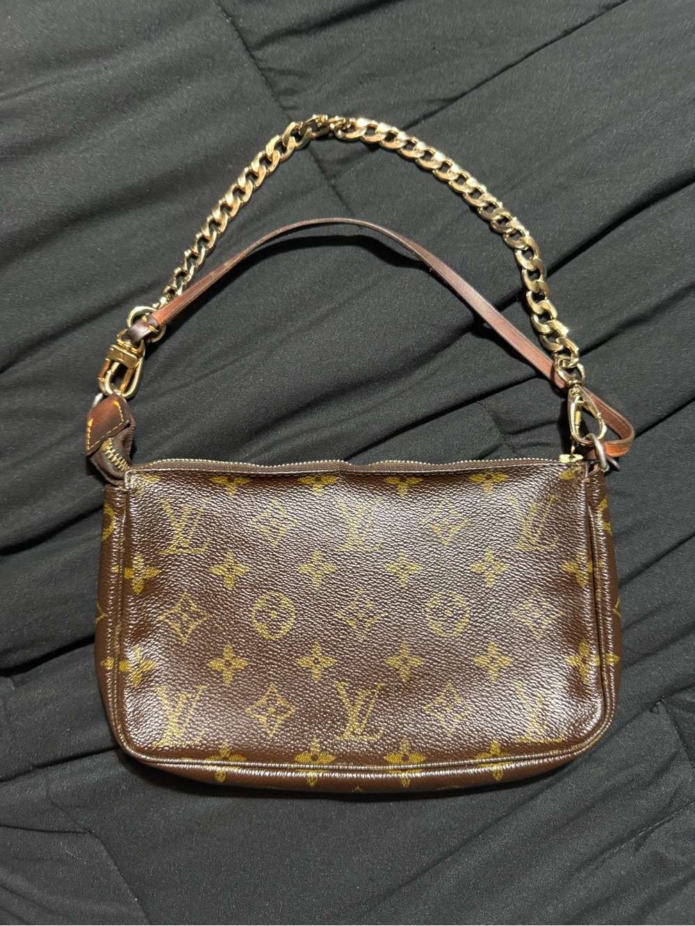 Louis Vuitton Vintage Monogram Canvas Mini Shoulder Bag in Brown and Gold